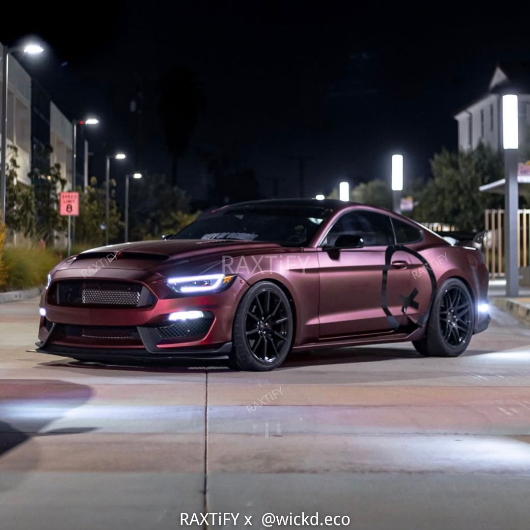 Mustang Wrapped In Satin Chrome Silk Oxide Red Vinyl Wrap