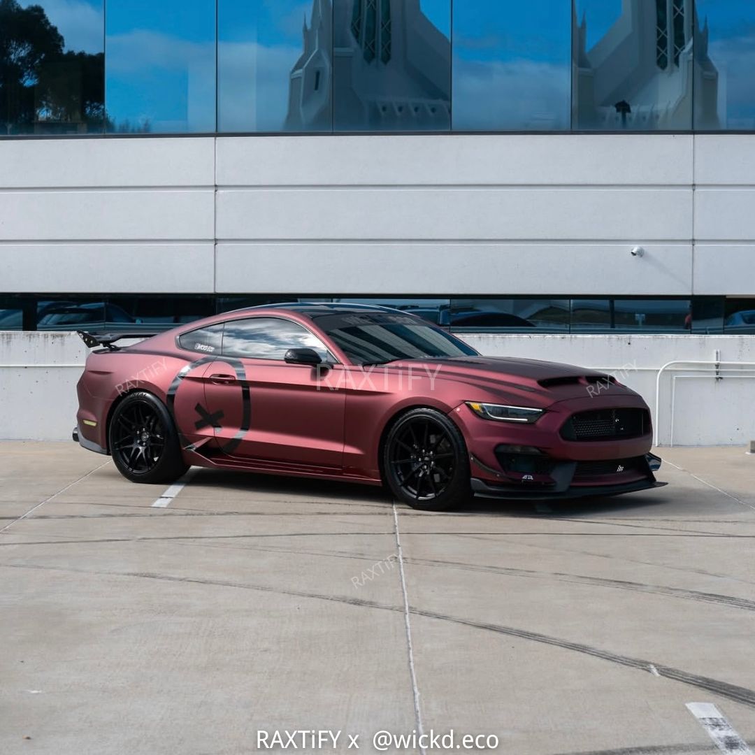 Mustang Wrapped In Satin Chrome Silk Oxide Red Vinyl Wrap