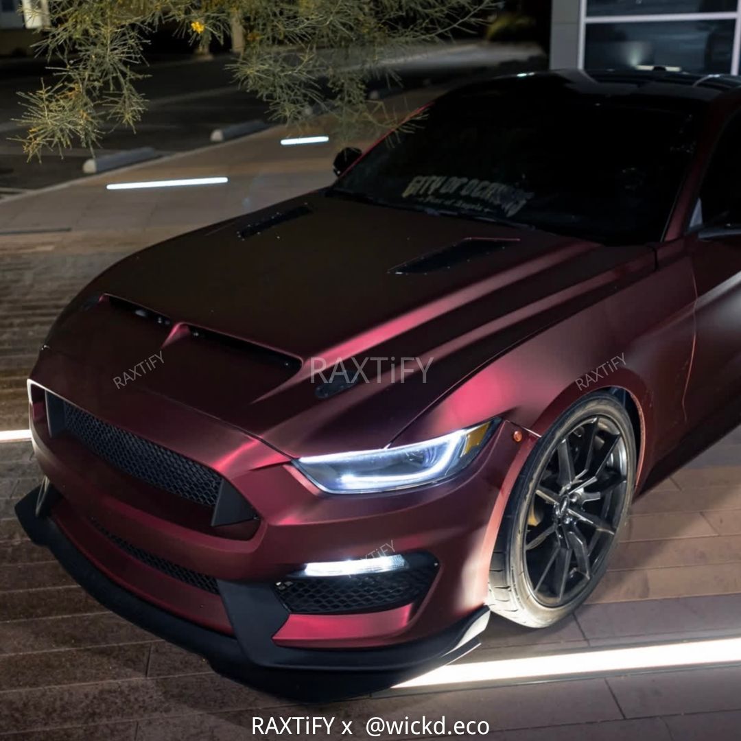 Mustang Wrapped In Satin Chrome Silk Oxide Red Vinyl Wrap