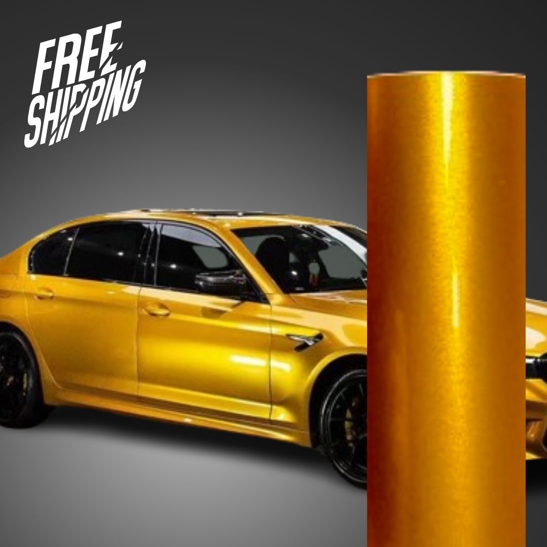 Metallic Gold Vinyl Gold Vinyl Wrap Super Glossy DIY Styling With Air Free  Foil Wrapping And Candy Film From Orinotech, $60.59