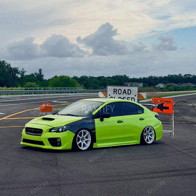 Gloss Chartreuse Yellow Vinyl Wrap on subaru