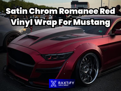 Satin Chrome Romanee Red Vinyl Wrap For Mustang