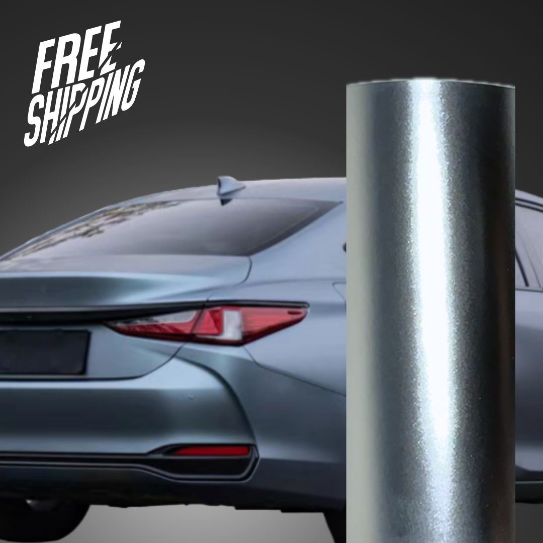 Satin Chrome Silk Gray Blue Vinyl Wrap