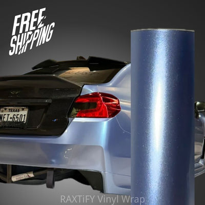 Gloss Metallic Silver Lake Blue Vinyl Wrap