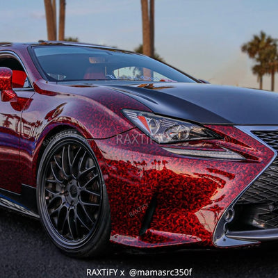 Gloss Black Red Forged Carbon Fiber Vinyl Wrap