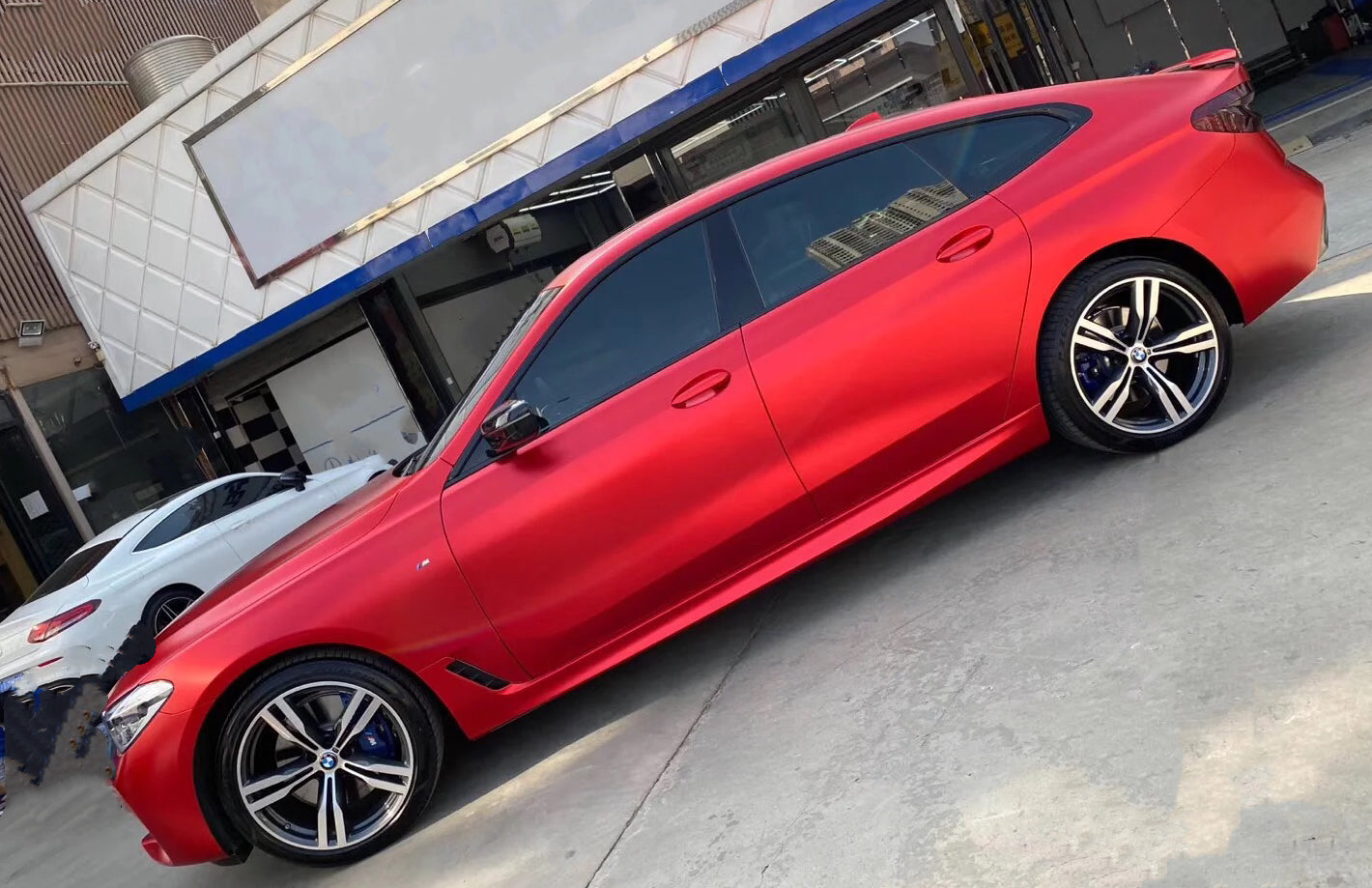 Satin Chrome Prismatic Red Vinyl Wrap