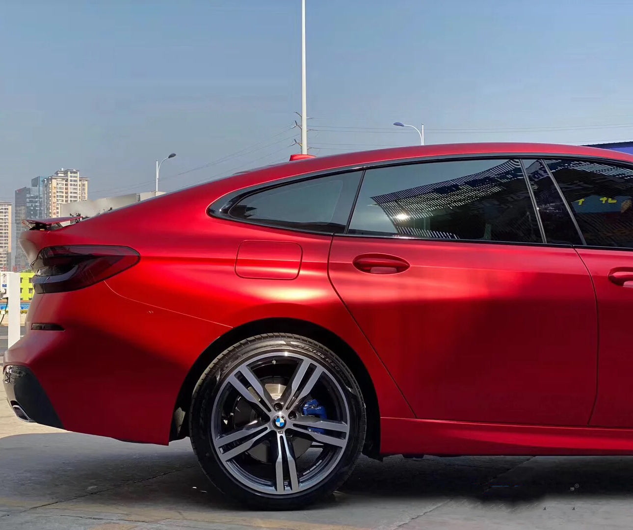 Satin Chrome Prismatic Red Vinyl Wrap