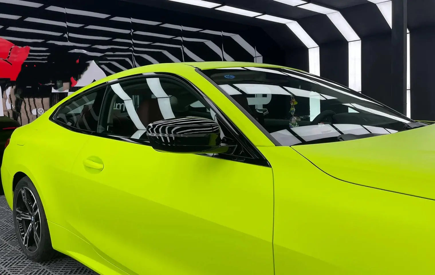 Ultra-Matte Chartreuse Yellow Vinyl Wrap Car