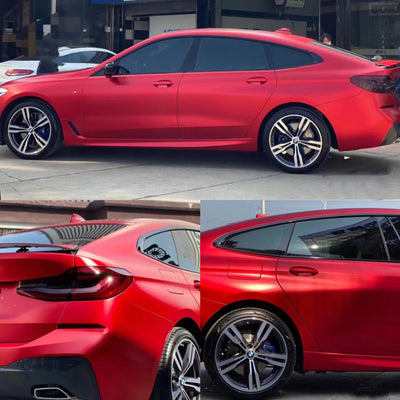 Satin Chrome Prismatic Red Vinyl Wrap