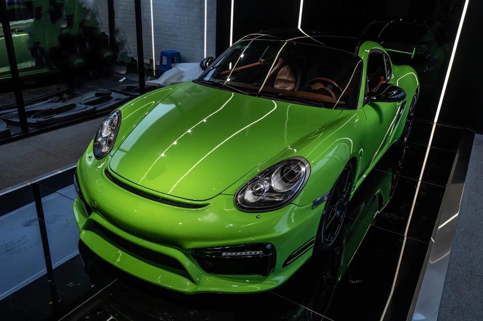 Gloss Thyme Green Vinyl Wrap Porsche