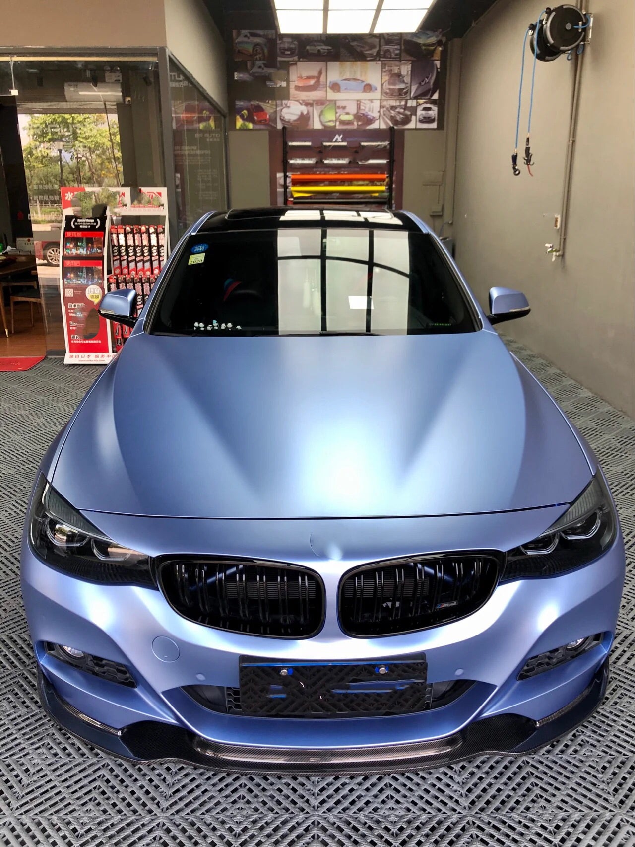 Gloss Metallic Silver Lake Blue Vinyl Wrap