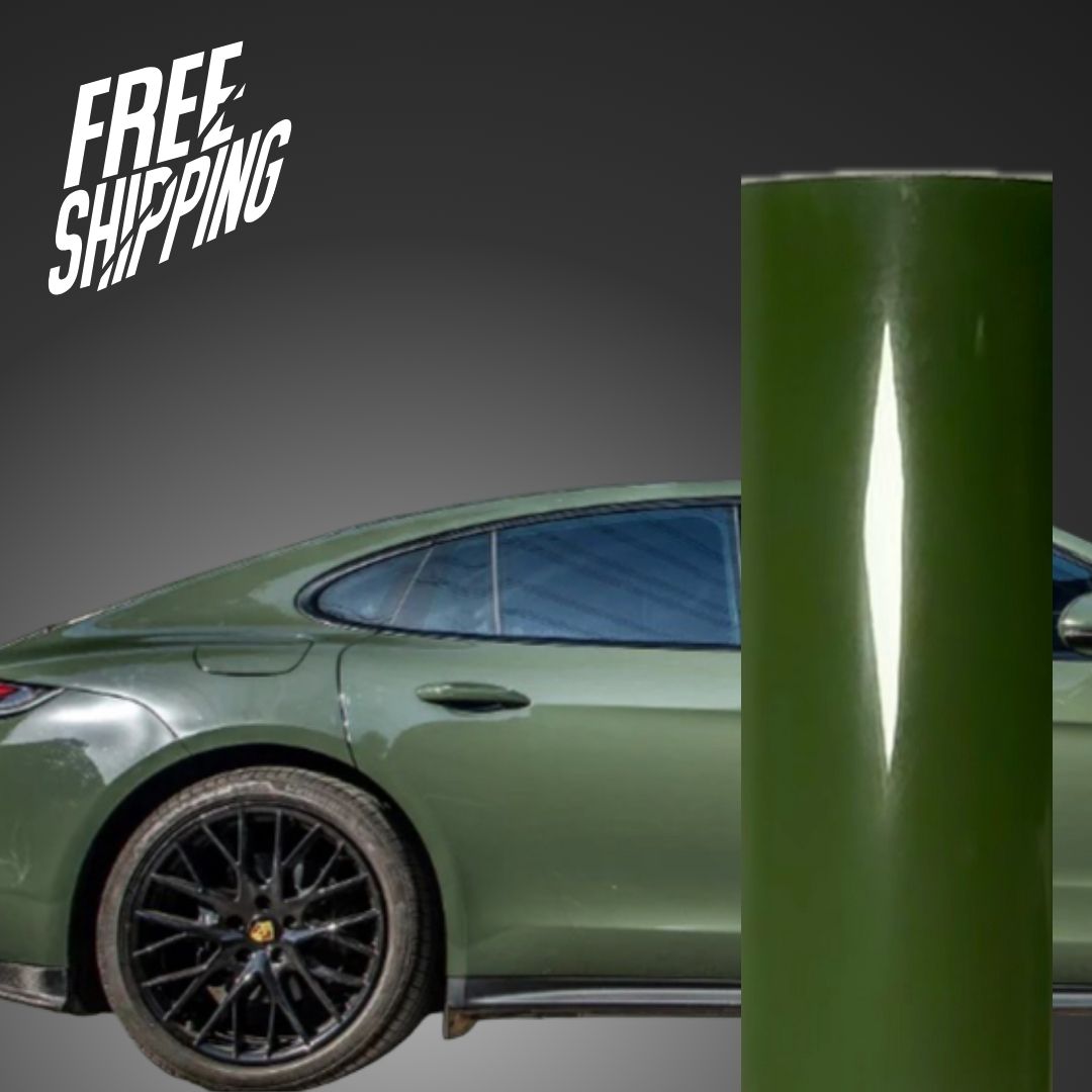 Super Gloss Olive Green Car Wrap