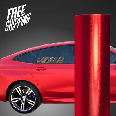 Satin Chrome Prismatic Red Vinyl Wrap