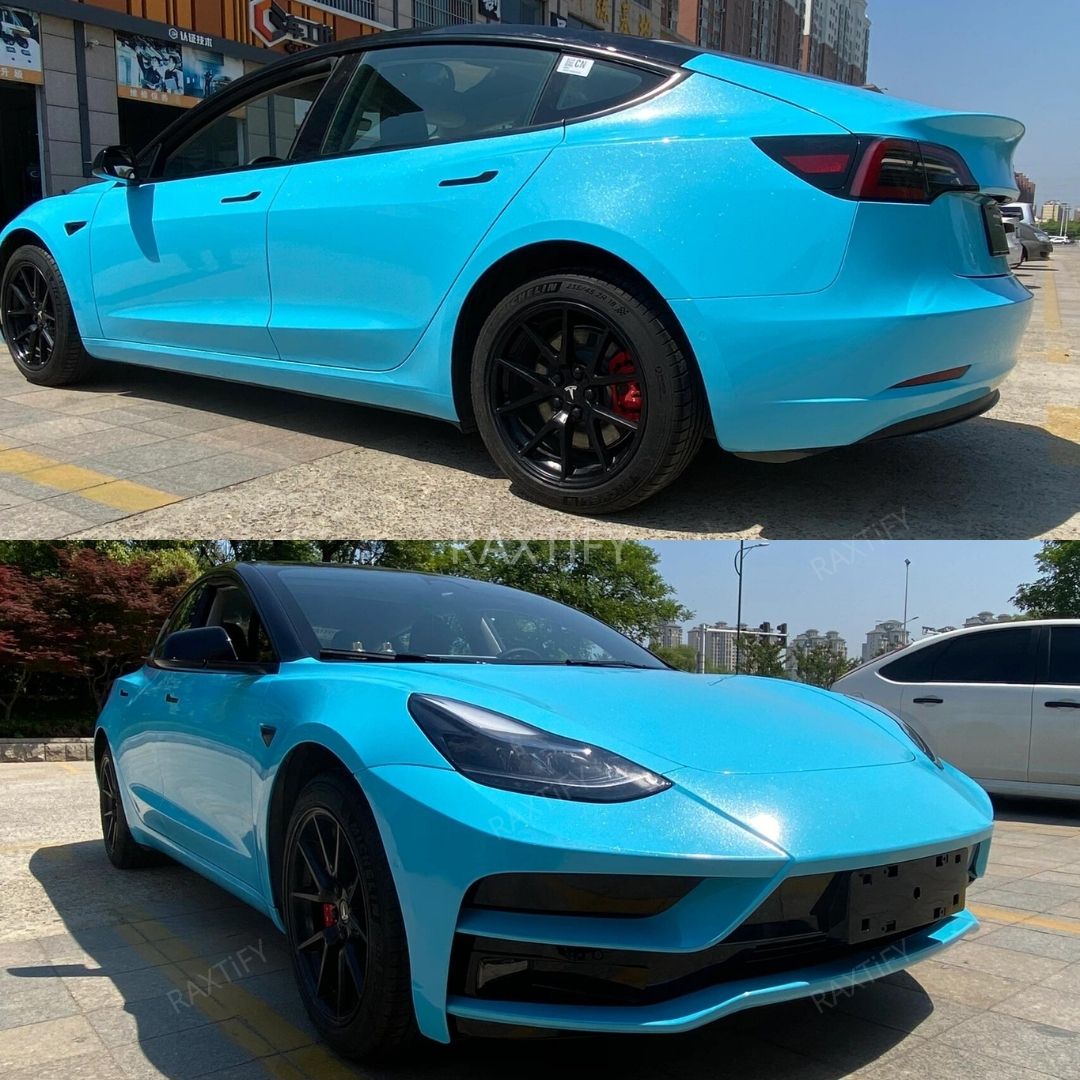 Gloss Diamond Pearl Sky Blue Vinyl Wrap