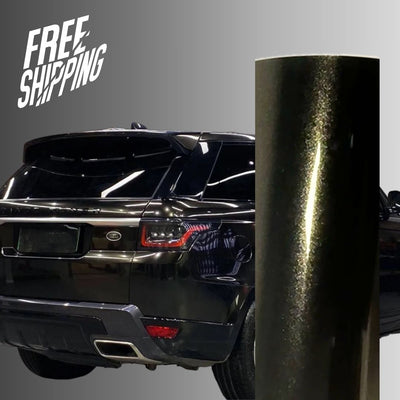 Gloss Metallic Black Gold Car Wrap