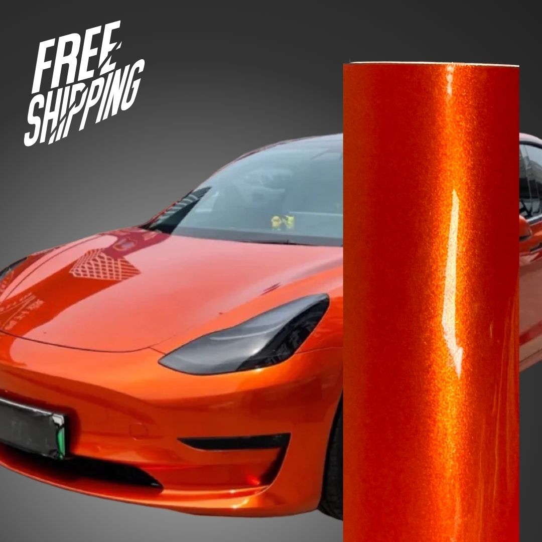 Gloss Metallic Lava Orange Vinyl Wrap