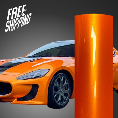 Gloss Metallic Racing Orange Vinyl Wrap