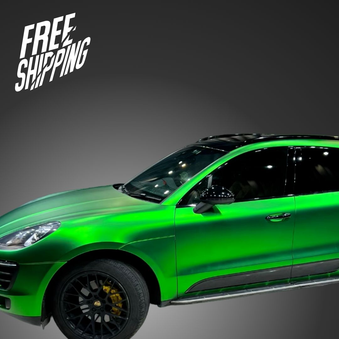 Satin Chrome Metal Green Vinyl Wrap