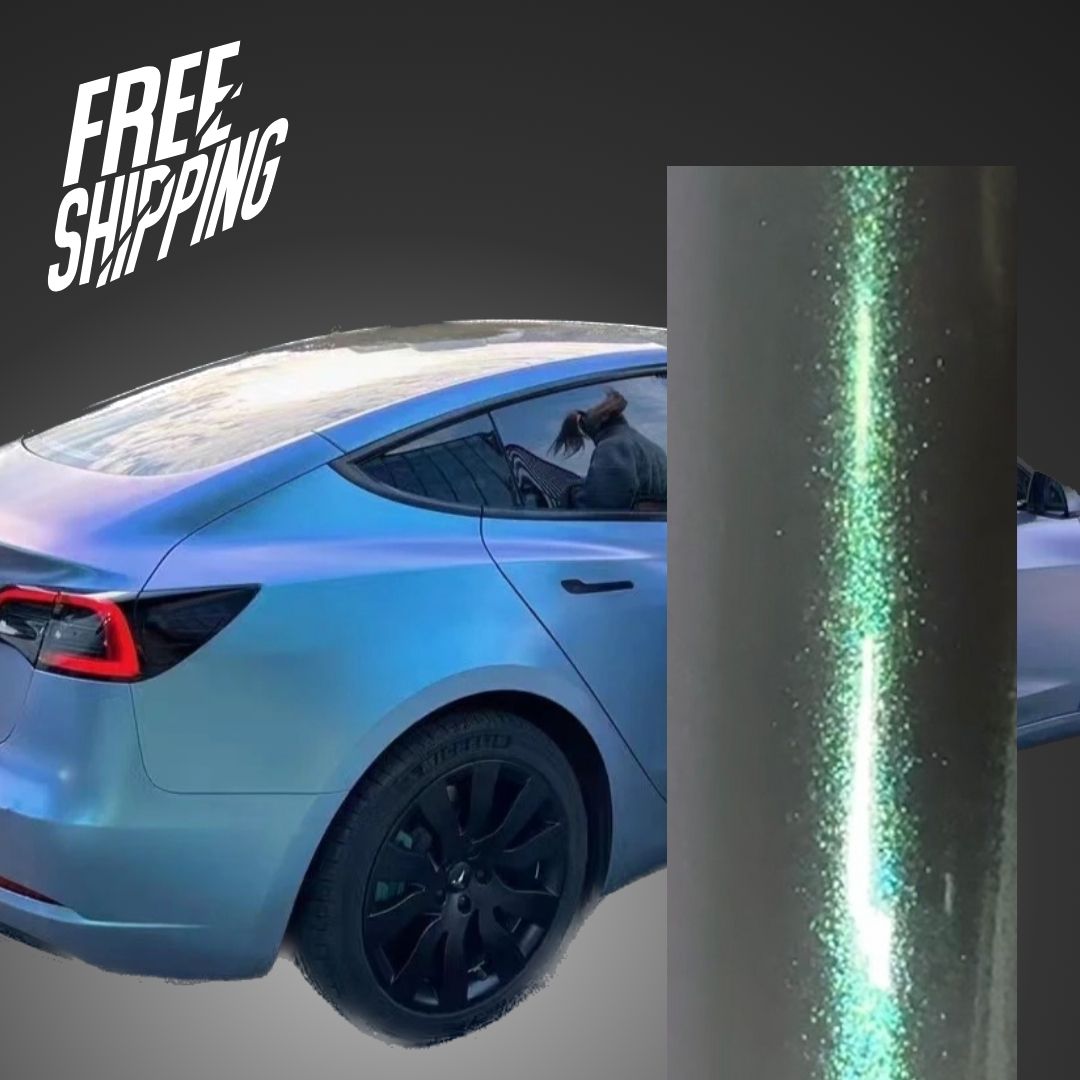 Color Shift Glitter Blue Silver Vinyl Wrap