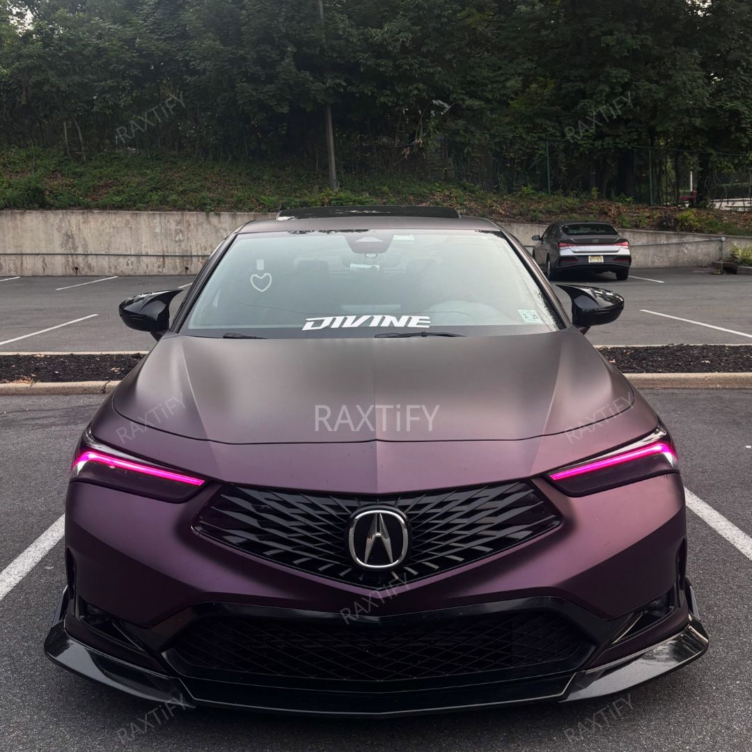 Acura Satin Chrome Black Purple Vinyl Wrap hood