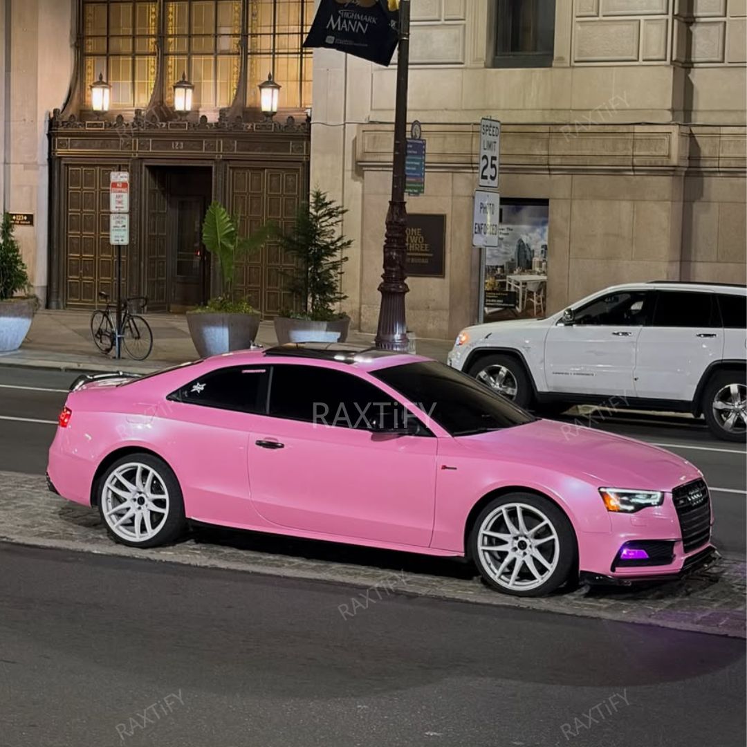 Gloss Metallic Pearl Pink Car Wrap audi a5 side look