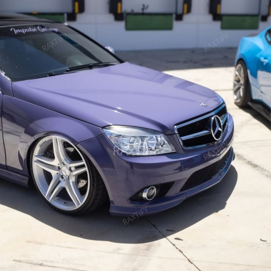 Super Gloss Deep Violet Vinyl Wrap benz hood