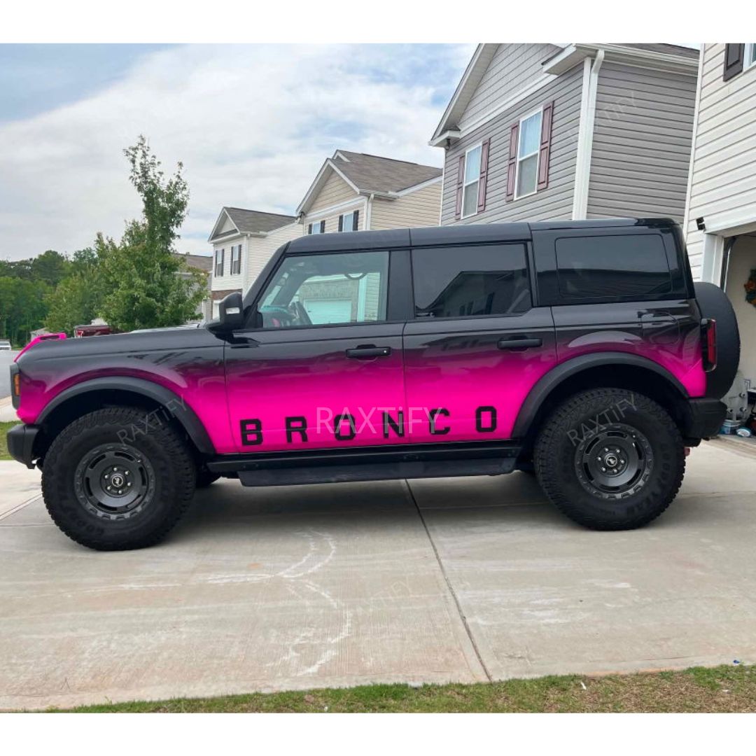 Black To Pink Gradien Vinyl Wrap For Bronco