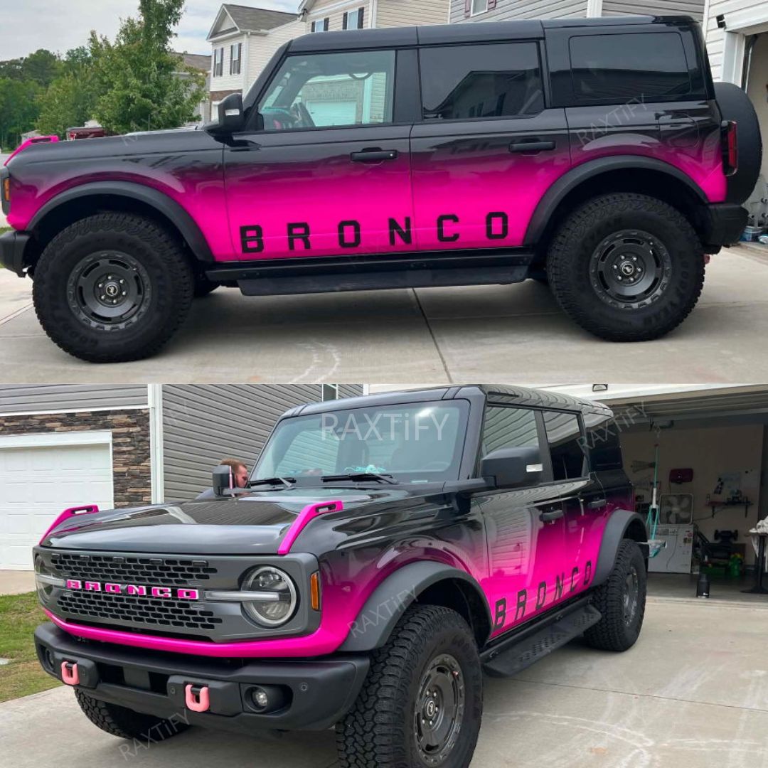Black To Pink Gradien Vinyl Wrap For Bronco