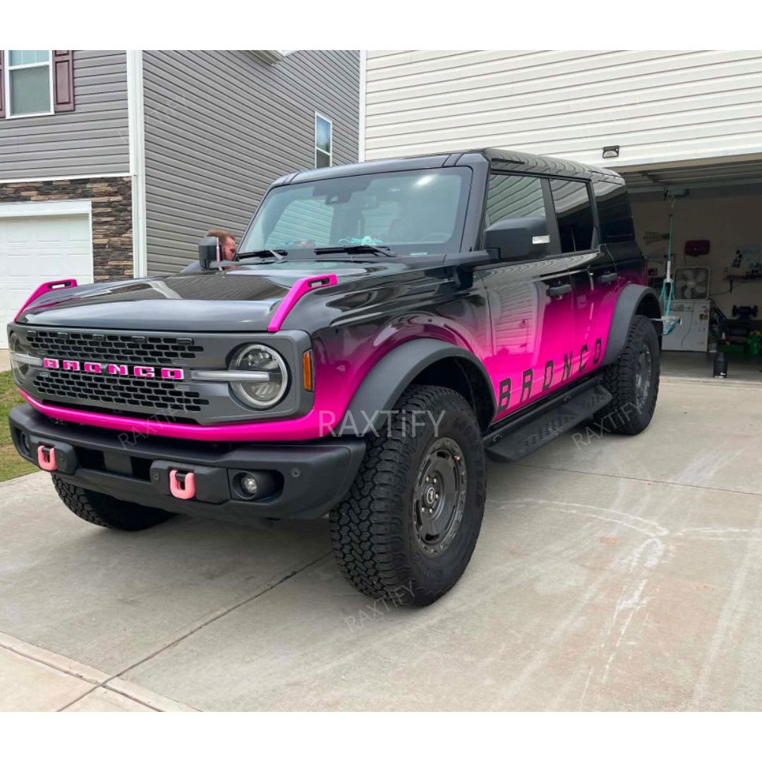 Black To Pink Gradien Vinyl Wrap For Bronco front look