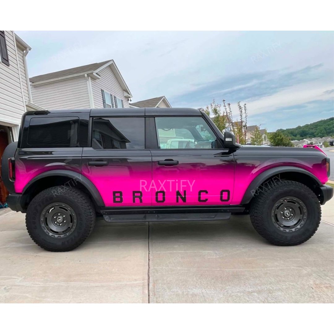 Black To Pink Gradien Vinyl Wrap For Bronco side look