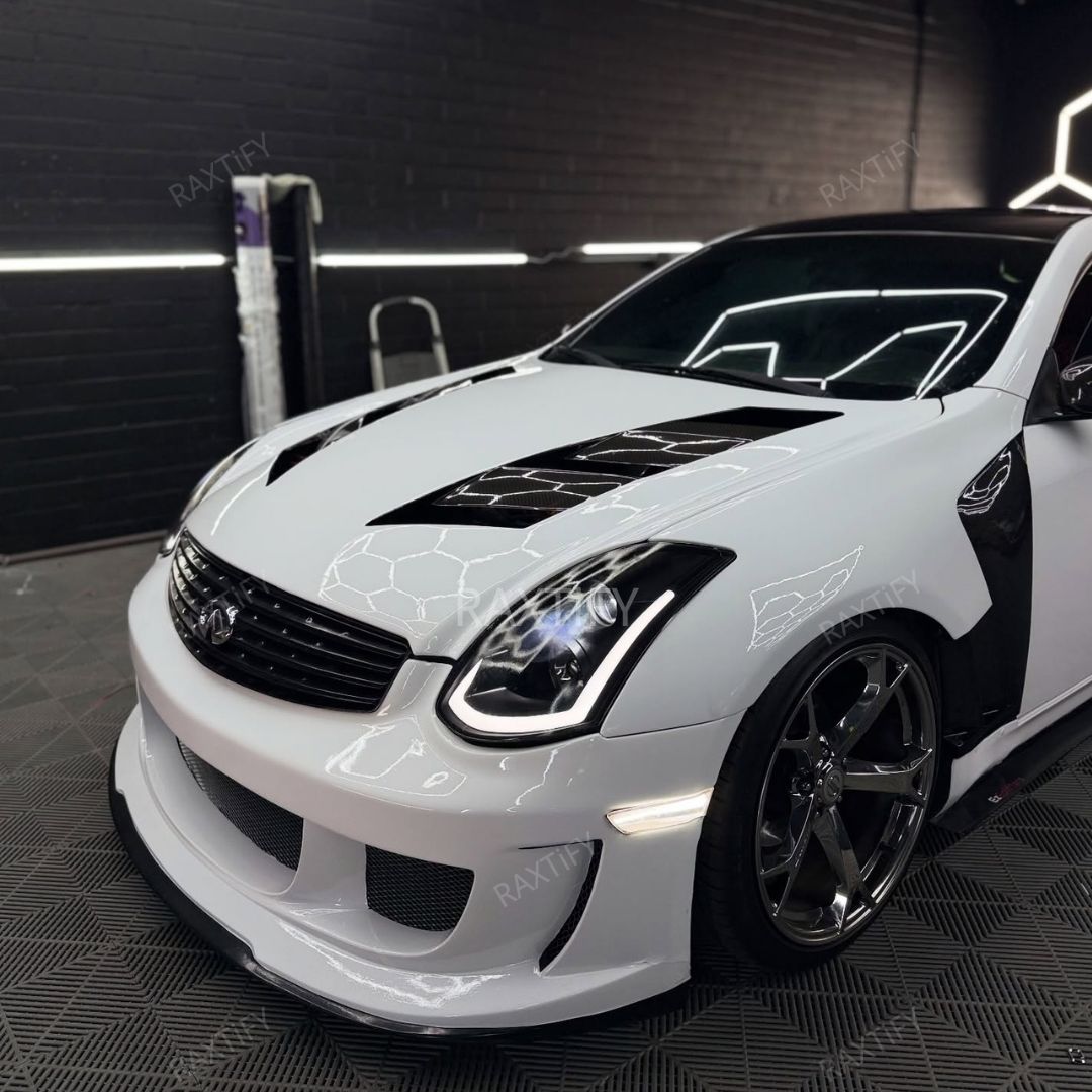 Black To White infiniti G35 Gradient Vinyl Wrap front