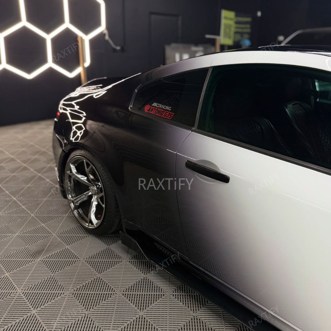 Black To White infiniti G35 Gradient Vinyl Wrap side look
