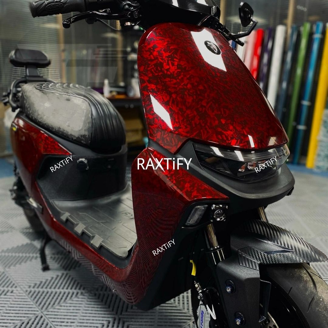 Black Red Forged Carbon Fiber Vinyl Wrap