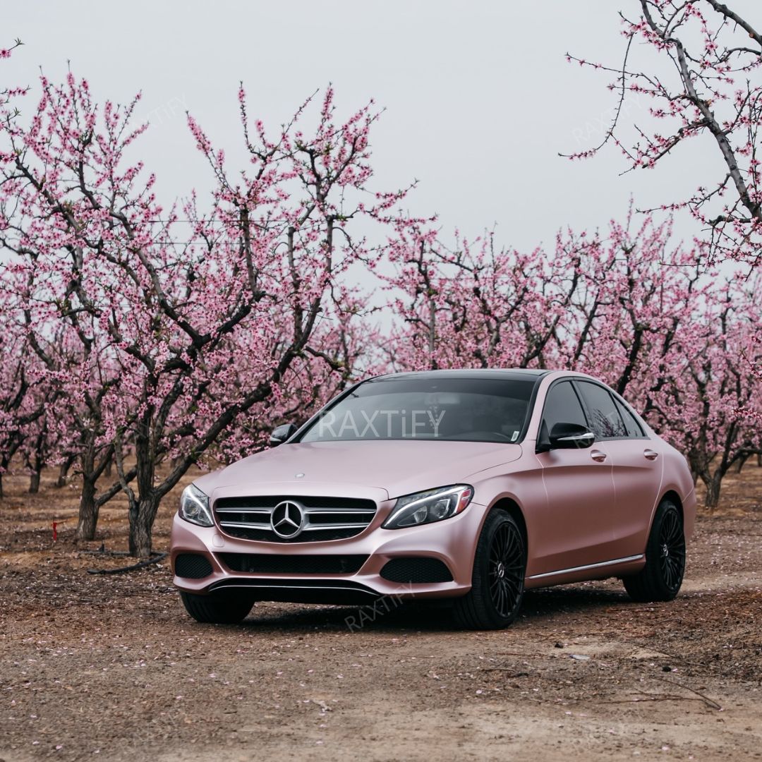 Satin Metallic Rose Gold Car Wrap bmw