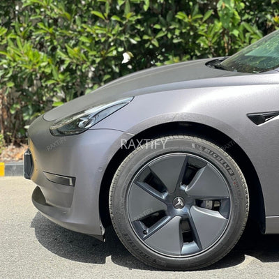 Tesla in Satin Brushed Tungsten Gray Vinyl Wrap