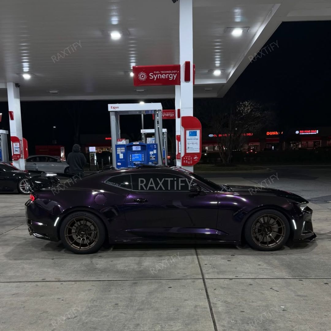 Gloss Metallic Glitter Black Purple Car Wrap camaro side look