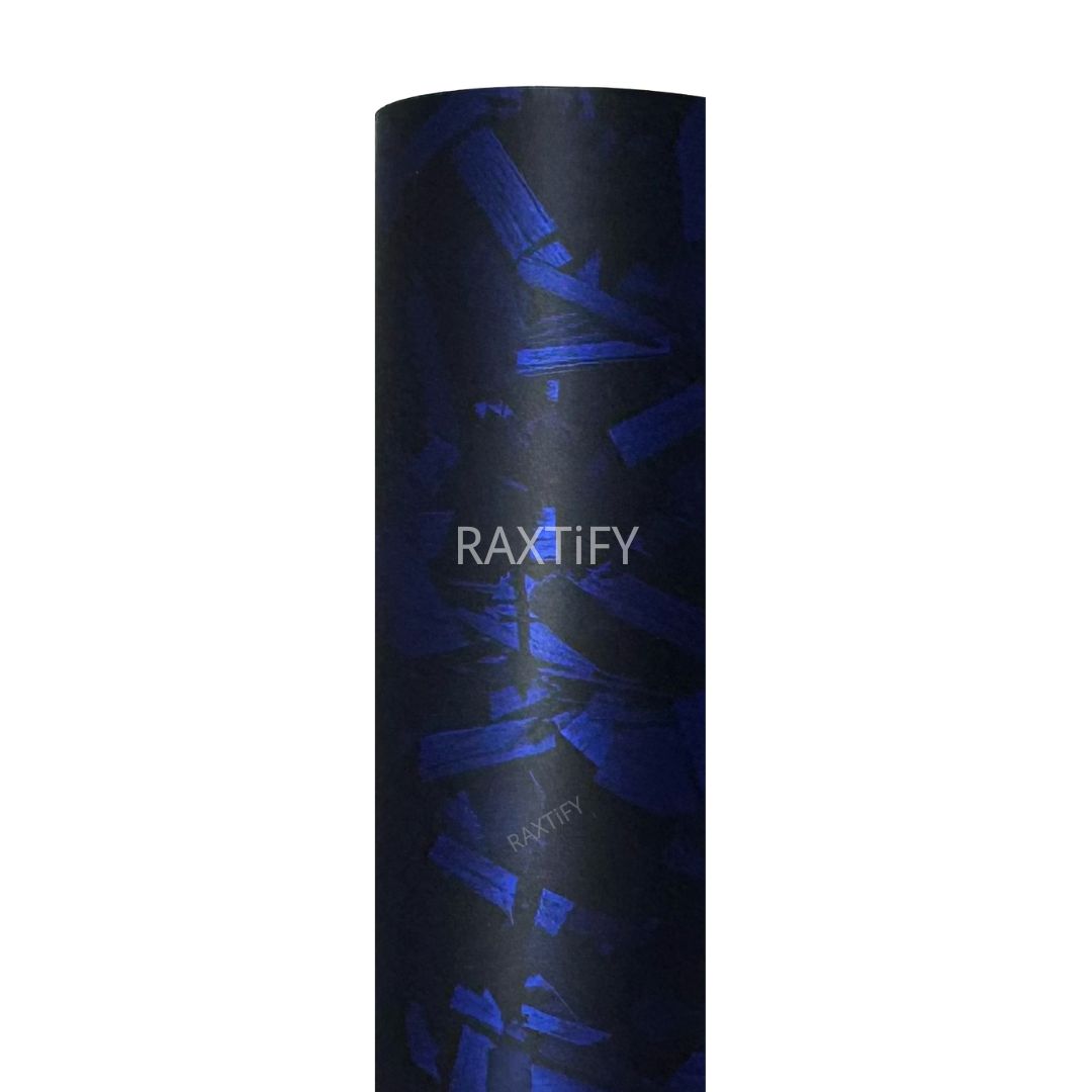 Matte Camouflage Black Blue Forged Carbon Vinyl Wrap