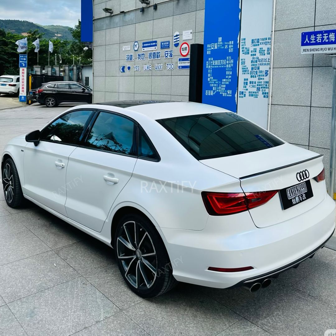 Matte Silk White Blue Car Wrap on audi