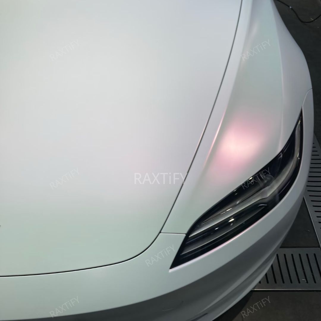 Matte Silk White Red Car Wrap detail
