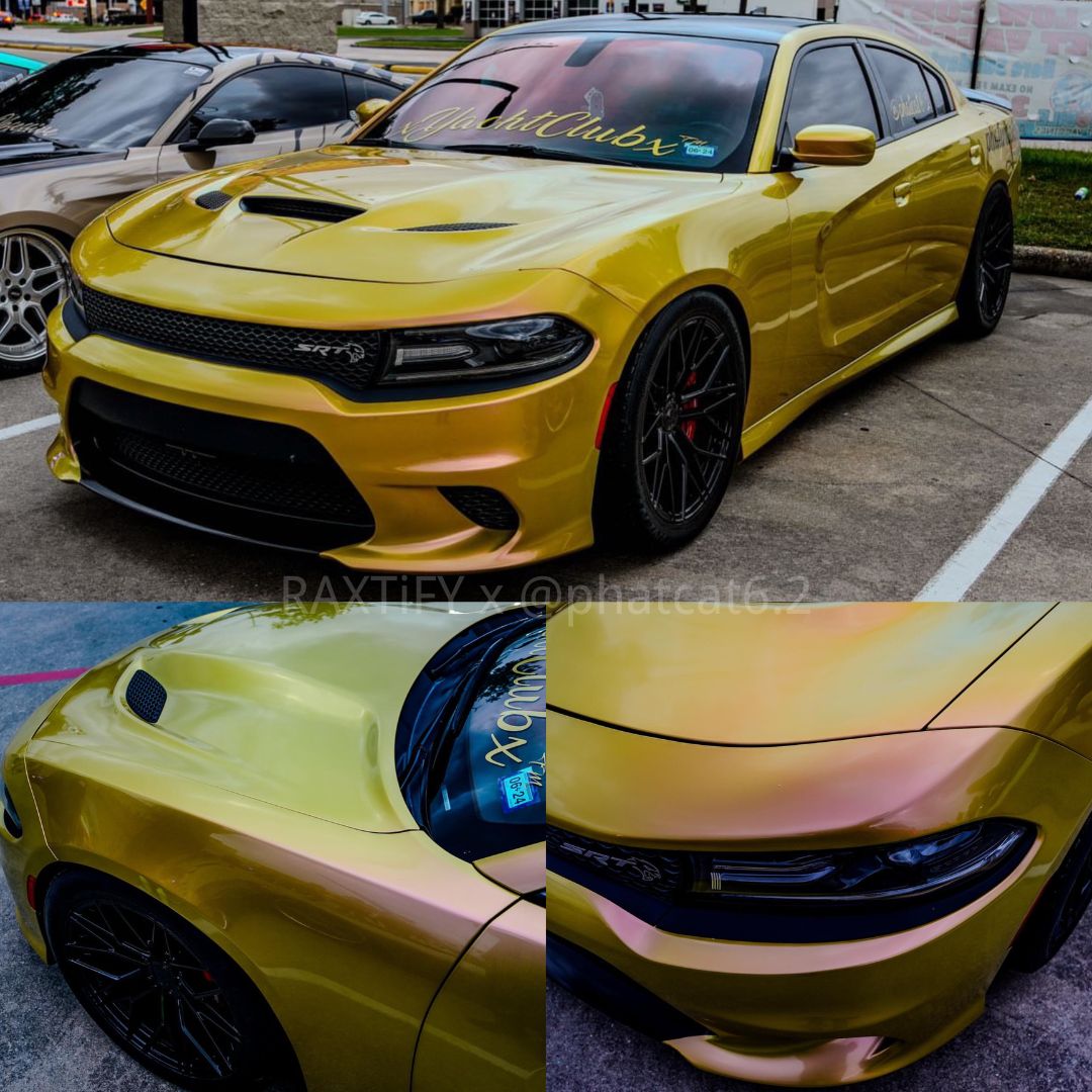 Color Shift Lemon Peach Vinyl Wrap Car