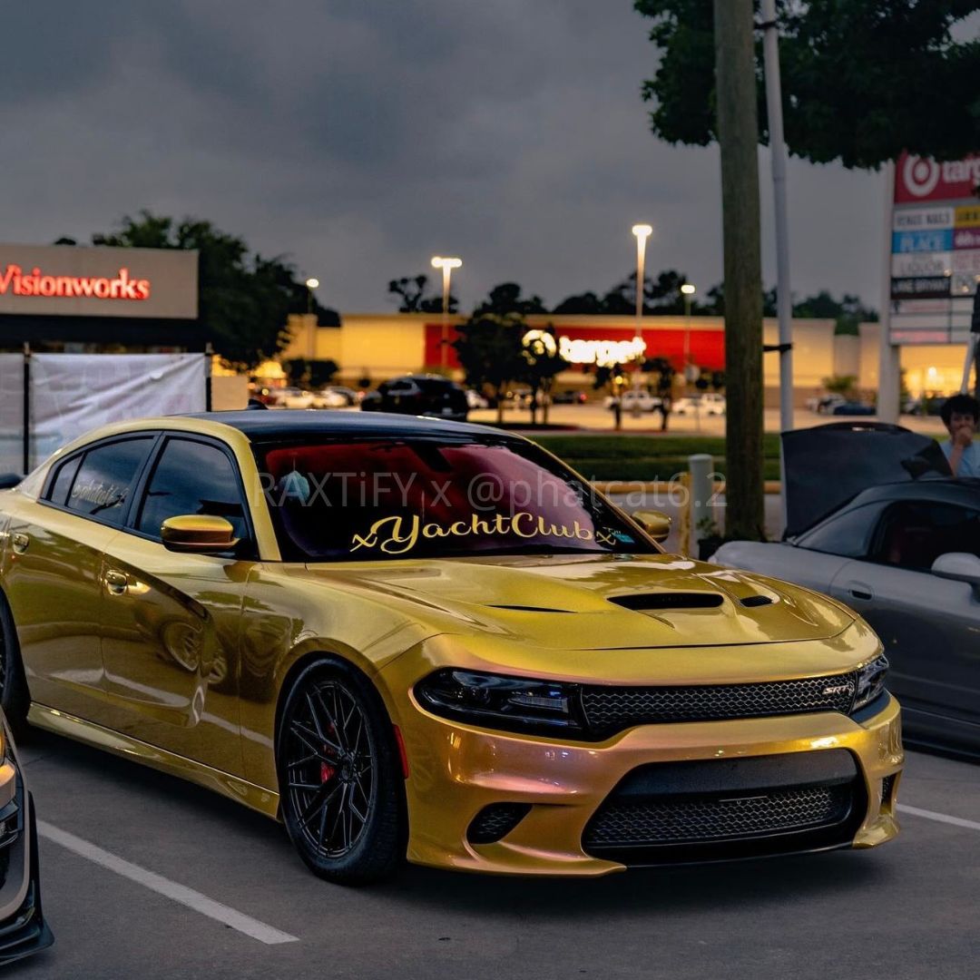 Charger wrapped in Color Shift Lemon Peach Vinyl Wrap Color