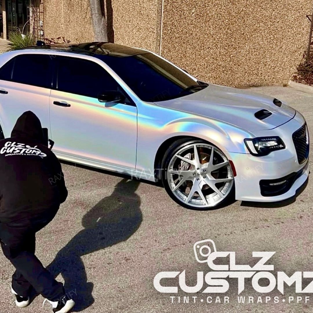 Laser Gloss White Vinyl Wrap on chrysler daytime