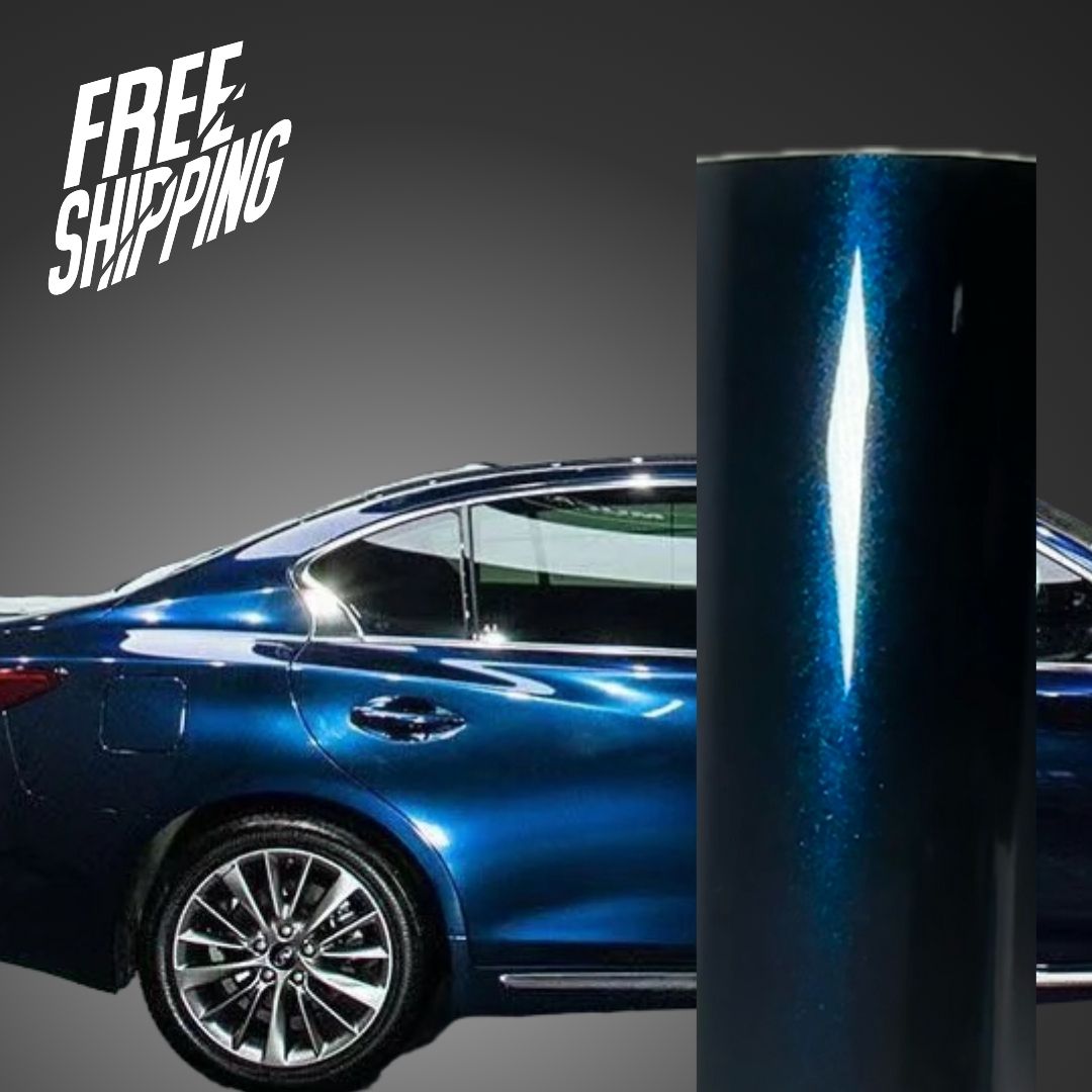 Color Shift Glitter Black Blue Car Wrap