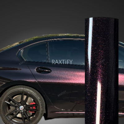 Color Shift Glitter Starry Black Red Vinyl Wrap