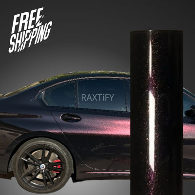 Color Shift Glitter Starry Black Red Vinyl Wrap