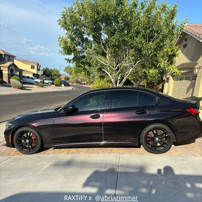 Color Shift Glitter Starry Black Red Vinyl Wrap