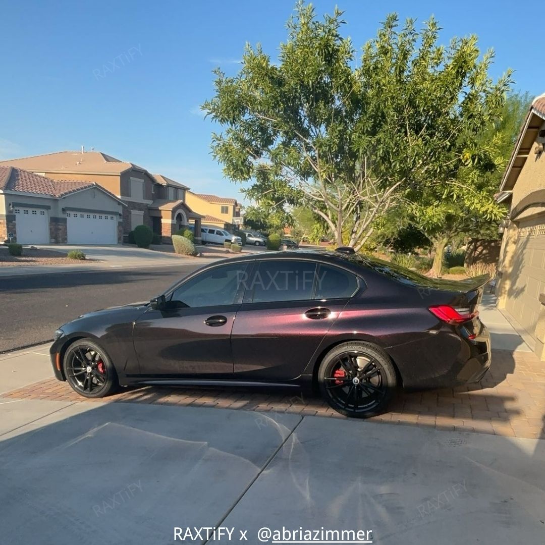 Color Shift Glitter Starry Black Red Vinyl Wrap Car