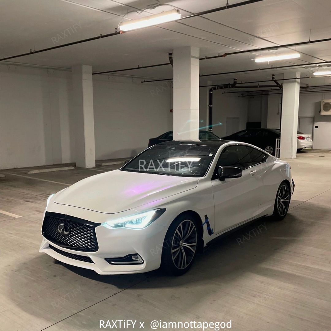 Color Shift Glitter White Blue Vinyl Wrap Vehicle