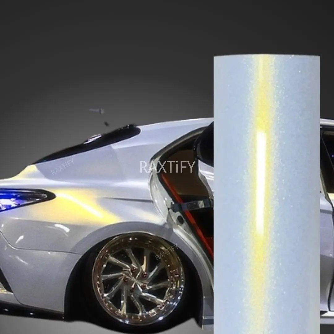 Color Shift Glitter White Gold Vinyl Wrap