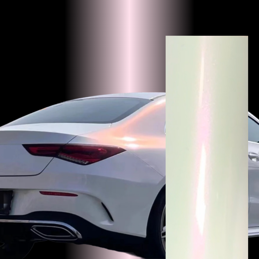 Color Shift Glitter White Pink Vinyl Wrap